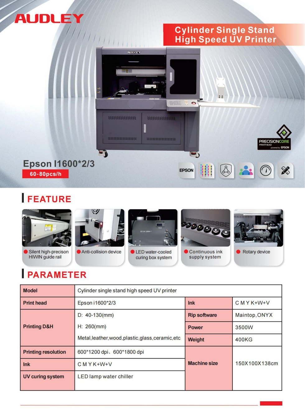 Audley Cylinder High-Speed UV Printer detail